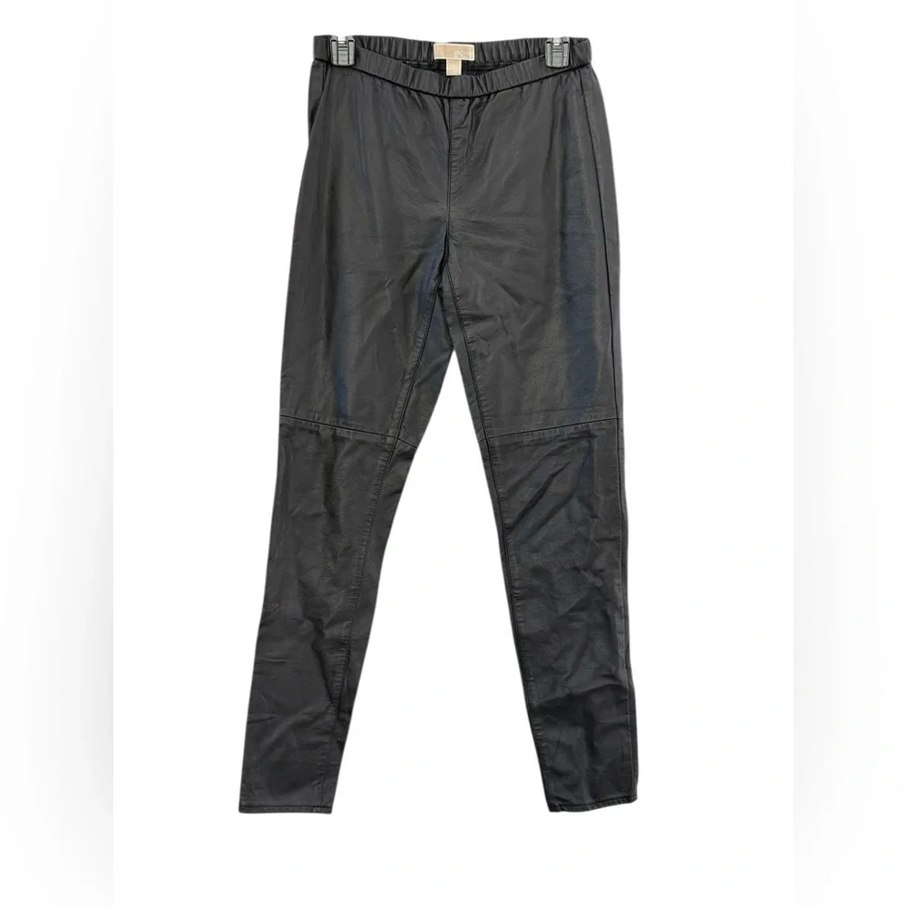 Michael Kors Black Faux Leather‎ Pants Women’s Size 6 Slim Leg Pull-On